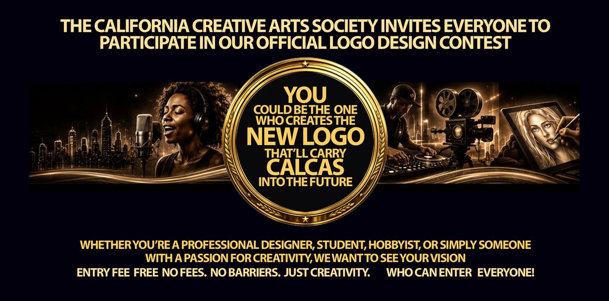 Creative arts society logo design contest invitation with diverse artistic themes.