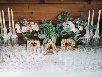 table with champagne glasses
