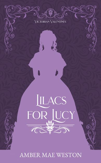 Novella Cover: silhouette of a Victorian woman in front of a floral pattern. 