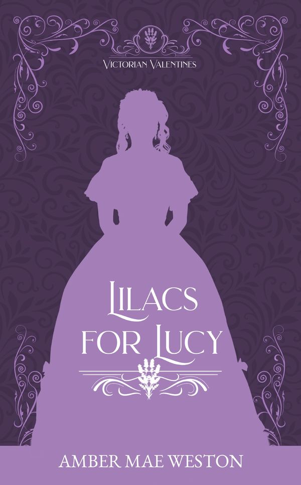 Novella Cover: silhouette of a Victorian woman in front of a floral pattern. 