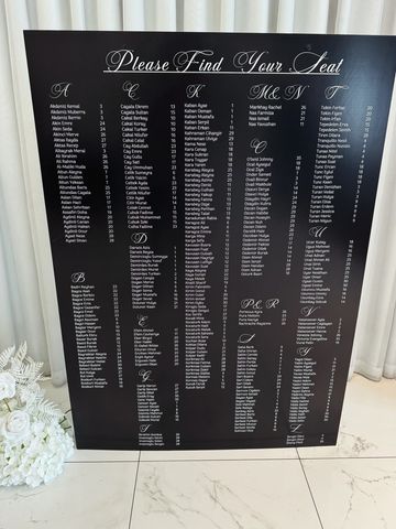 standalone seating chart black print 