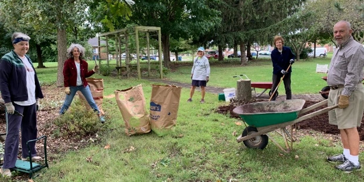 Volunteer gardeners l-r Bonnie Bergeron, Laurel Soper, Marcia Rabideau, Mary Ann Lambert and Ken Pon