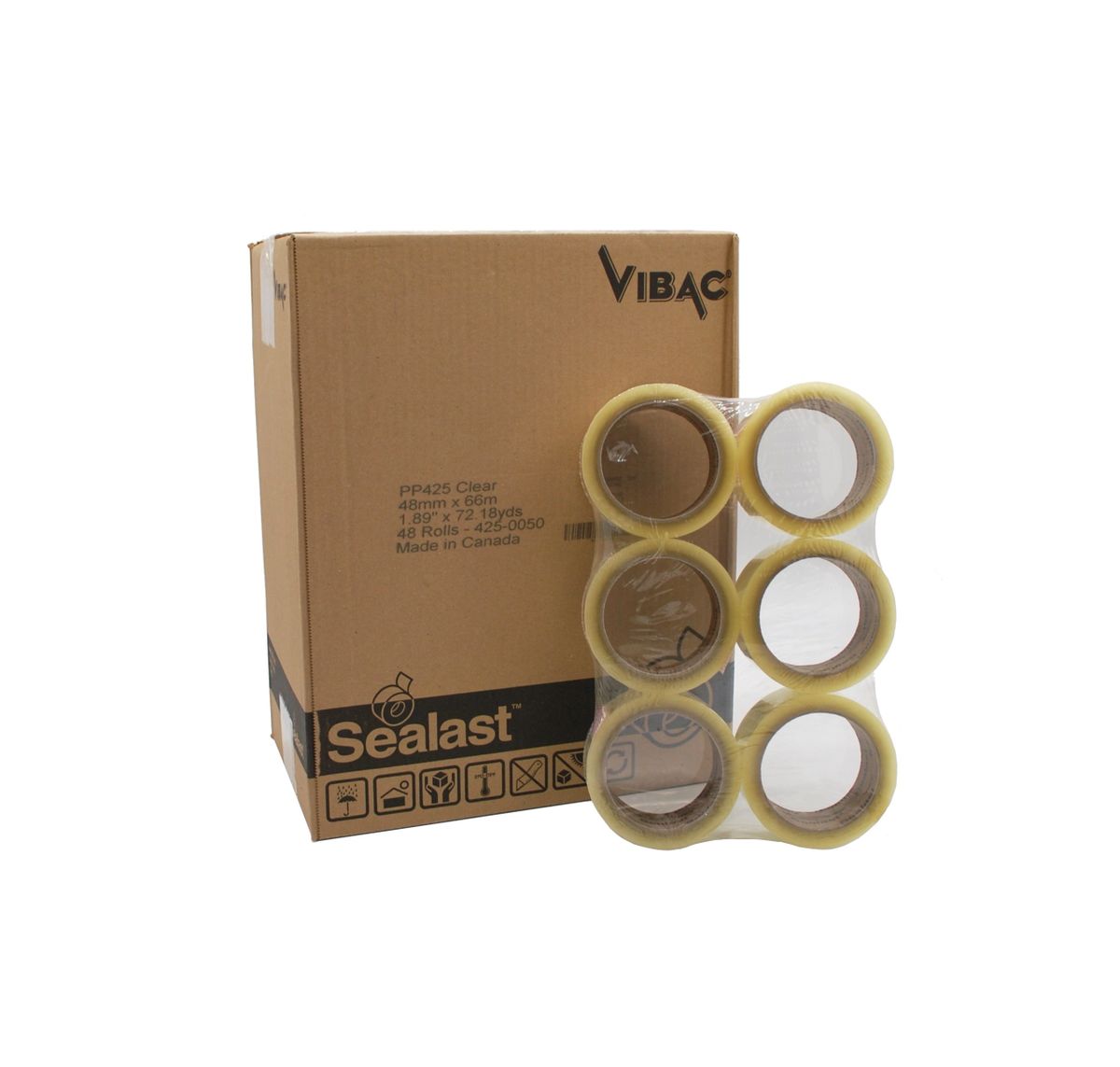 Caisse de 48 Rubans adhésif de déménagement Sealast Vibac 2 po x 66 m