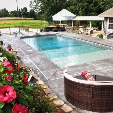 Rectangle In Ground Swimming Pool with Tanning Ledge