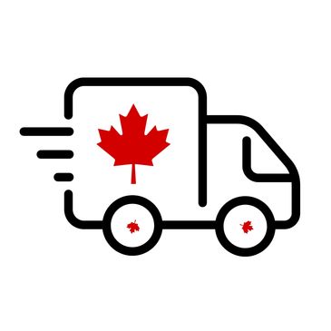 icon depicting a transport truck with a red maple leaf