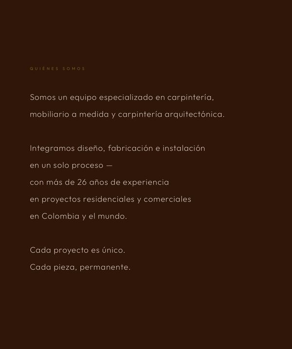 Texto sobre una empresa especializada en carpintería y mobiliario.