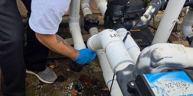 Pool equipment repair and installation including pumps, filters, heaters, and plumbing repairs.