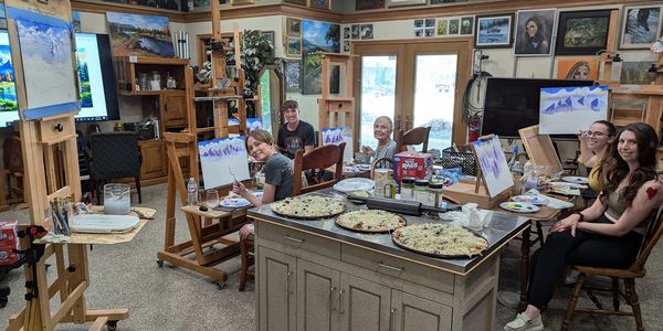 Paiint and Pizza:
Just one of many classes (beginning acrylics) where all age and abilities are welc