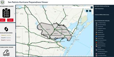 Photo of Hurricane Preparedness Tracker shows map of San Patricio County