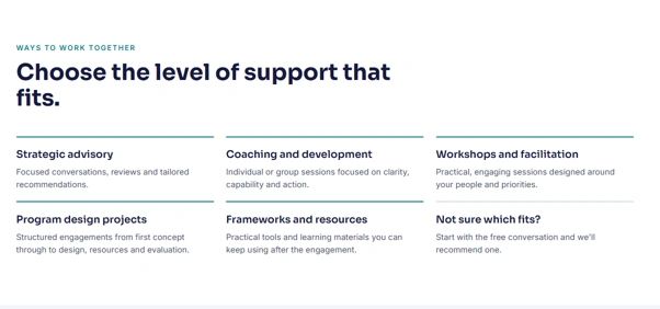 Options for different levels of support in collaboration.