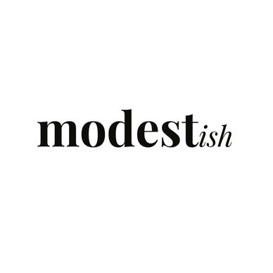 The word "modestish" in black serif font on a white background.