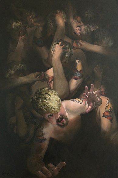 Selfitis
(the obsessive taking of selfies)
Acrylic on canvas, 24" × 36" (2023)