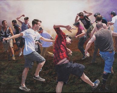 "Mosh-Pit"
Acrylic on Canvas, 16"x 20". Year: 2024 