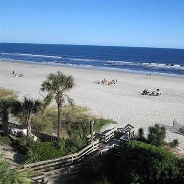 Beach View from the deck of Pelican’s Landing Myrtle Beach, SC