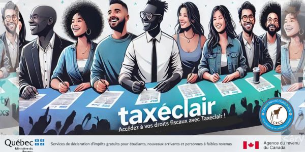 Taxeclair pour déclaration d’impôts gratuite, diversité, étudiants, nouveaux arrivants, faibles reve