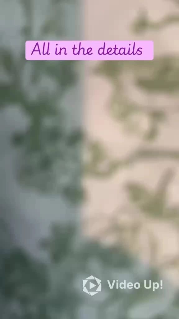 Text 'All in the details' with blurred green and beige background.