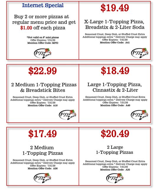 Coupons | Pizza Zone