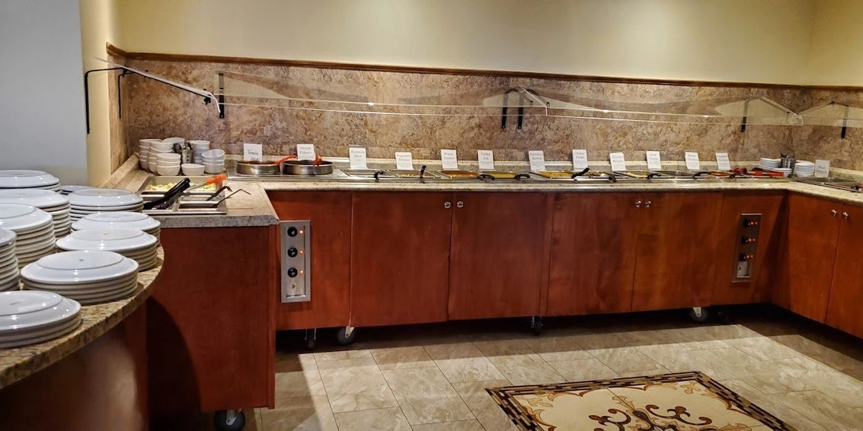 Large Buffet setup with lots of items.