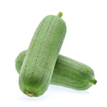 Two fresh green zucchinis on a white background.