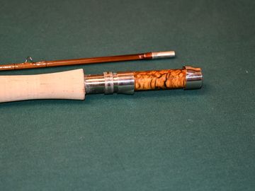 Burled wood bamboo rod handle with tip