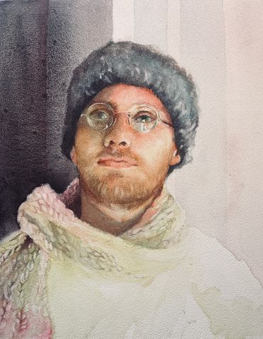 Feeling good.
Watercolor On reused aquabord