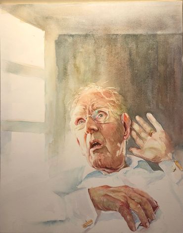 " When all falls silent.Watercolor on diy panel, 40x50 cm.2023