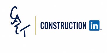 Logo for CAEI Construction with LinkedIn icon.