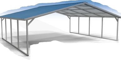 Vertical roof, two car 20x20 Carport