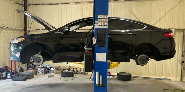 Mercedes on car lift
