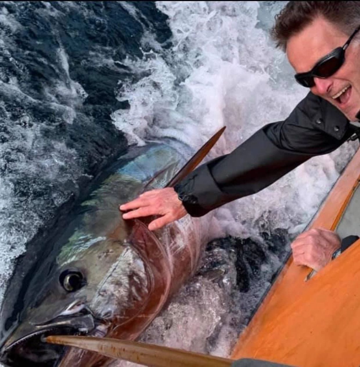 Macsalvors John lands a cracking 350lb Bluefin Tuna at Falmouth onboard Seawatch skippered by Nigel 