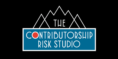 Logo for The Contributorship Risk Studio with mountain design.