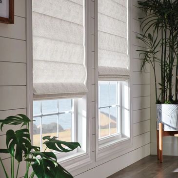 Fresco Roman Shades in Flat Style with Cordless Lift: Connections, Cloud 3990