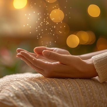 Learn Reiki and Sekhem  - warm, caring healing hands. Stock Cake image
