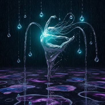 Water nymph dancing and moving water around them - Manual Lymphatic drainage. Stock Cake image.