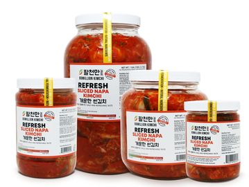 Various jars of Refresh Sliced Napa Kimchi from Brilliant Korean.