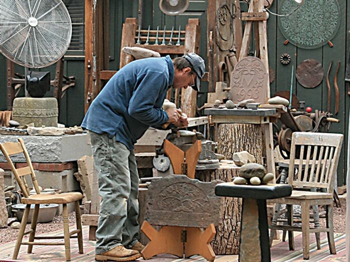 Steven at work in his Cedar Maze studio.
