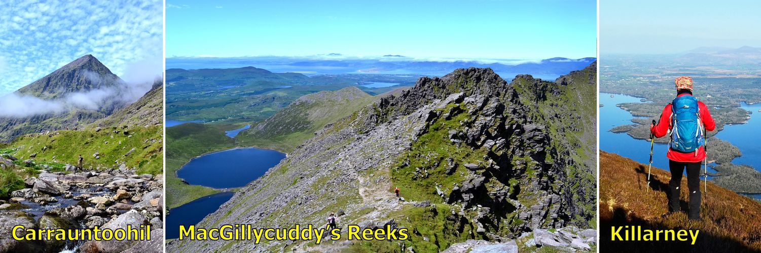 Ascents to Carrauntoohil
Guided walks Killarney
Wild Atlantic Way hiking
MacGillycuddy's Reeks