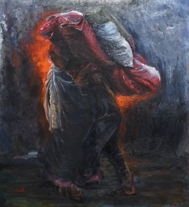 The Weight of Displacement-Palestine-Anwar
Oil on Canvas - 100x90 cm
Available - 2025