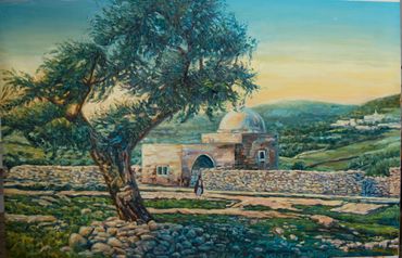 Bilal bin Rabah Mosque, Bethlehem, 1900
Oil on Canvas
80 x 100 cm
Sold