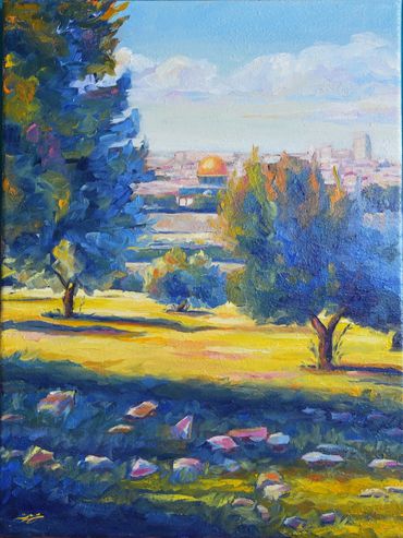 Bright spring morning from the Mount of Olives in Jerusalem
Oil on Canvas
30 x 42 cm
Sold