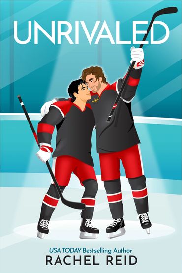 spicy gay hockey romance Unrivaled, book 7 Game Changers, Rachel Reid, illustrated, designed Monika 