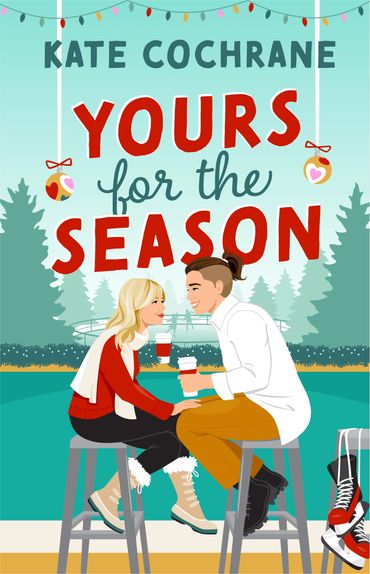 outdoor holiday scene two women drinking coffee skating rink in background book cover by monika roe