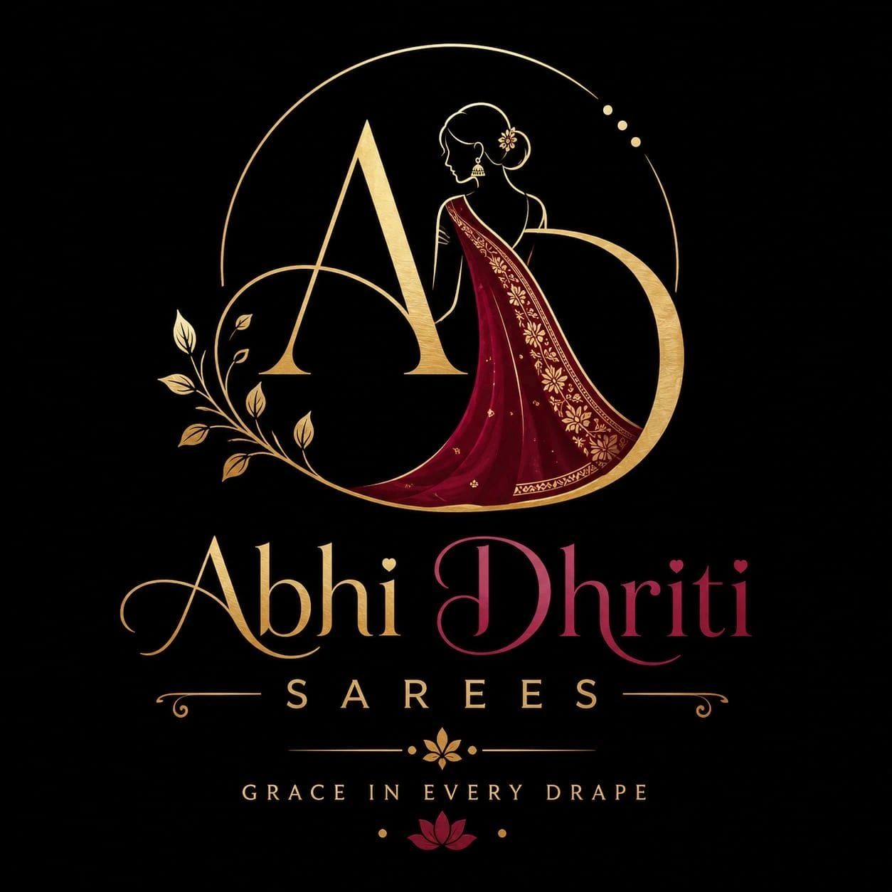 Logo of Abhi Dhriti Sarees with a woman in a saree.