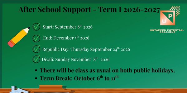 Schedule for after school support Term I 2026-2027 with key dates.