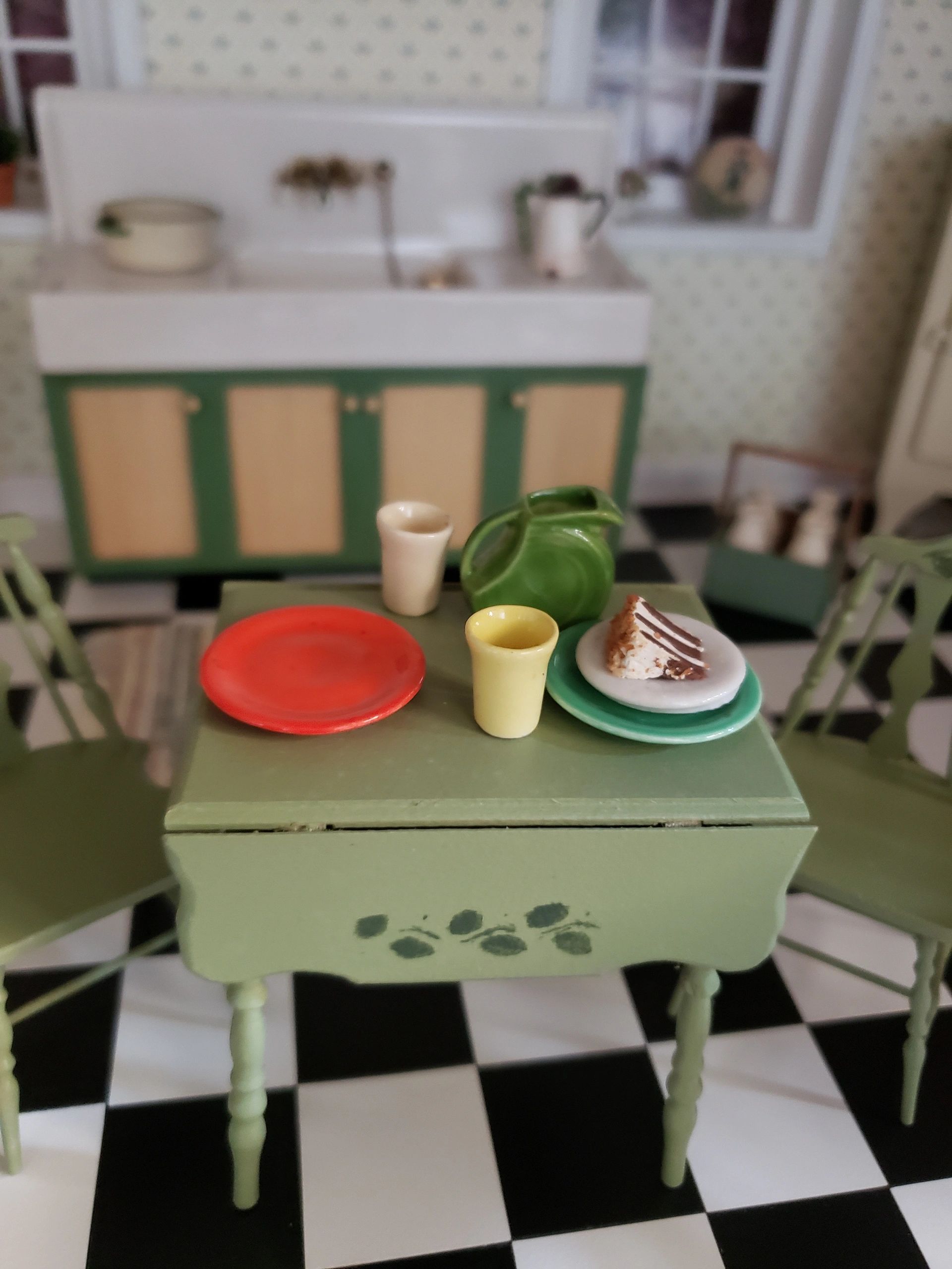 Vintage Dollhouse Kitchen Sink Cabinet \u0026 Doors Miniature Wood Furniture, image size:1920x2560