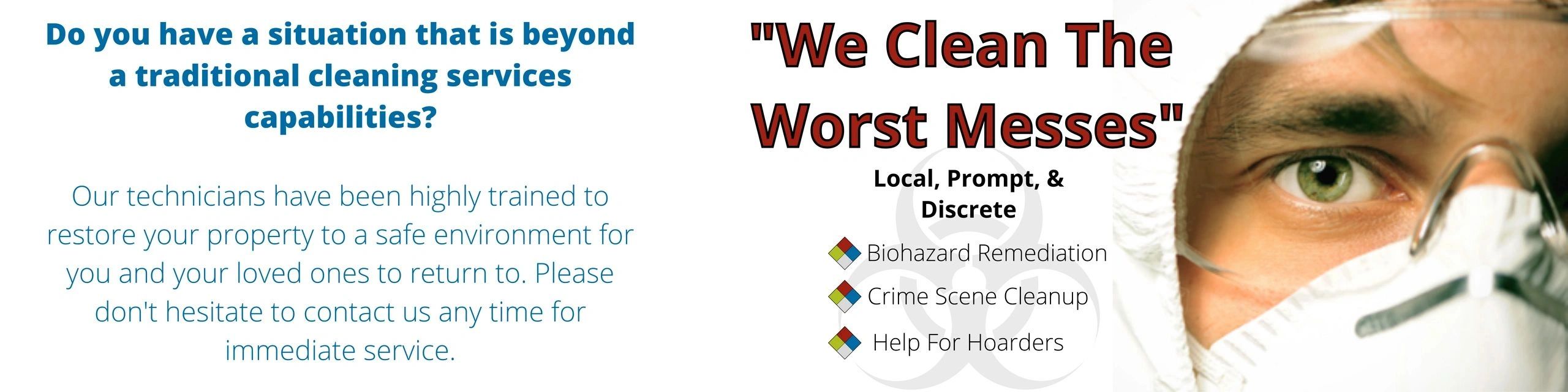 Home page banner explaining our hazmat cleaning services.