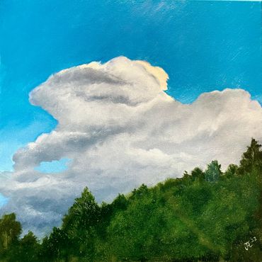 beautiful cloud painting. Cloud art. mountains painting.
