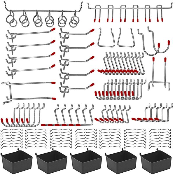 4 Sets Pegboard Cups and Hooks Set Peg Hooks Assortment Organizer and Cups  