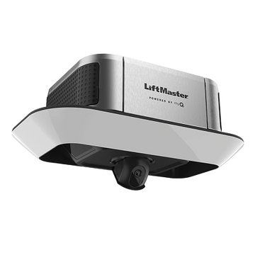 LiftMaster garage door opener with integrated camera and sleek design.