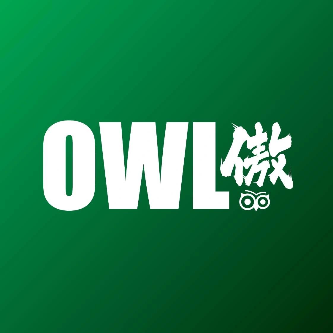 OWL logo with white text on green background featuring Chinese character and owl icon.